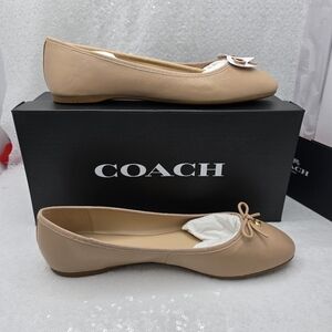 Coach Abigail Ballet Flats Smooth Leather Classic Casual Neutral Beechwood 9.5